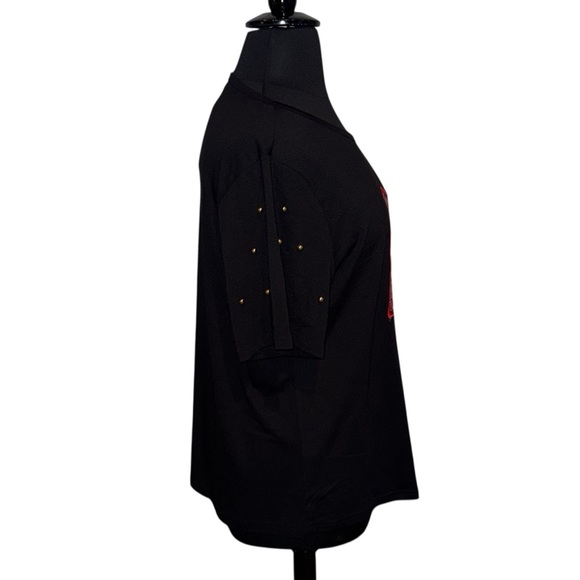 NWT Black T-Shirt with Red Glitter Lips Plus 4X - Picture 2 of 14